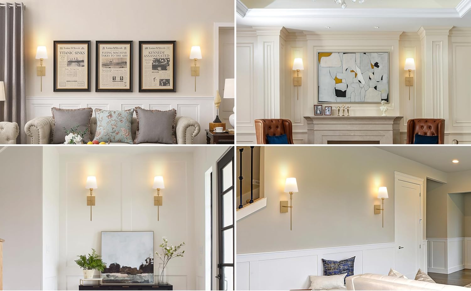Set of 2 Gold Rechargeable Wall Lights