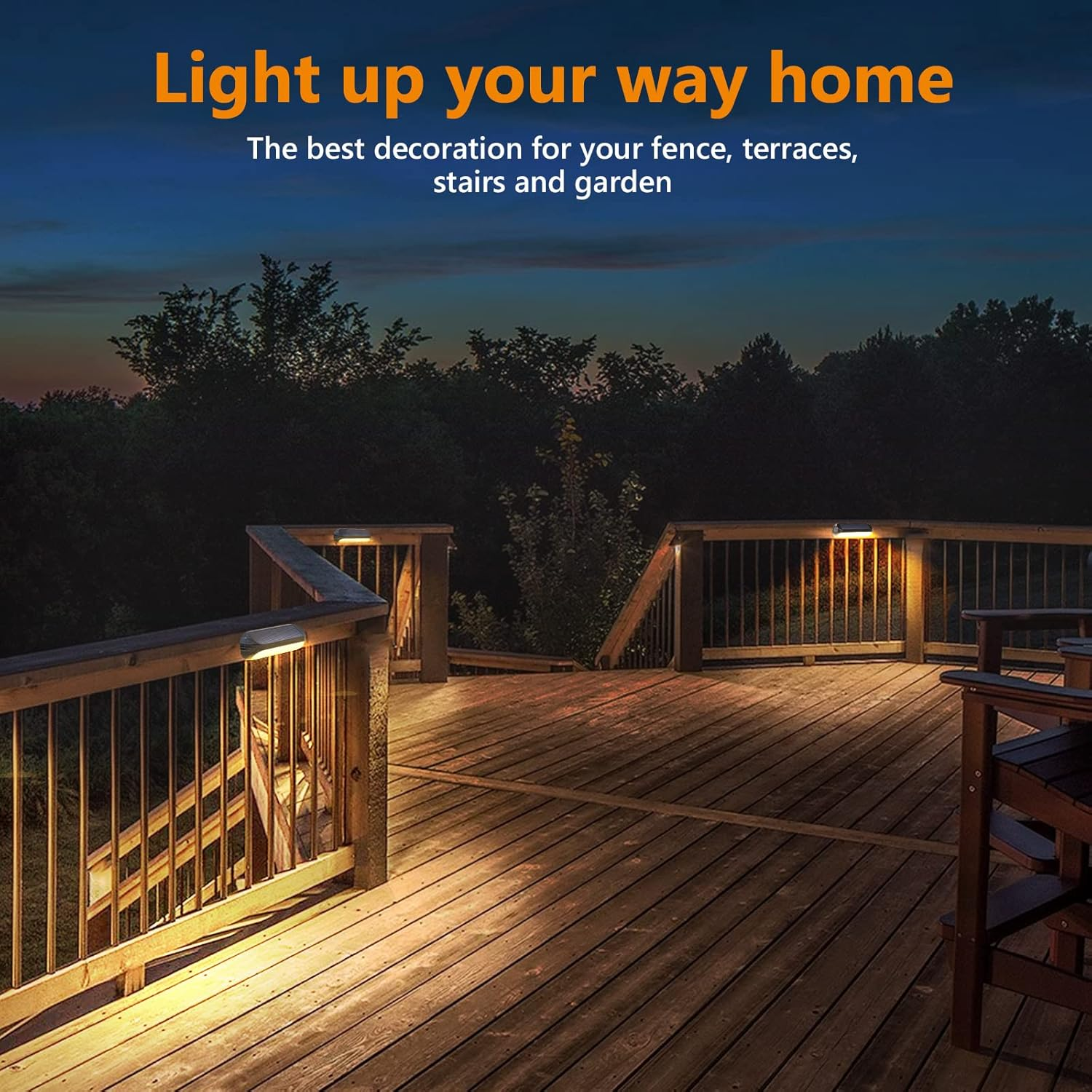 4 Pack Solar Fence Lights – Outdoor Waterproof LED Lights with Warm White & Color-Changing Modes for Deck, Yard & Pathway