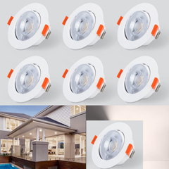 Round Expert Color 5W Cool White, LED Adjustable Downlight Cutout 70mm - White