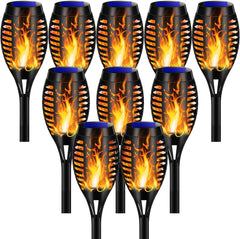 Solar Flickering Dancing Flame Lights, 10 Pack Flame Effect Solar Garden Lights, Solar Torch Lights Waterproof for Garden Yard Patio Pathway Driveway Party Decoration