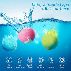 12 PCS Handmade Bath Bomb Set for Women, Natural & Organic Bath Gifts, Relaxing Bath Bombs for Men & Women