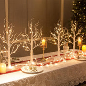 White Christmas Tree with Lights Mini Birch Twig Tabletop Decoration 60cm