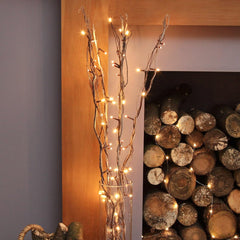 Lights 5 x 87cm Decorative Christmas Willow Twig Branch Lights with Mains Powered 50 x Warm White LEDs Indoor Decorative Home Accessory (Brown)