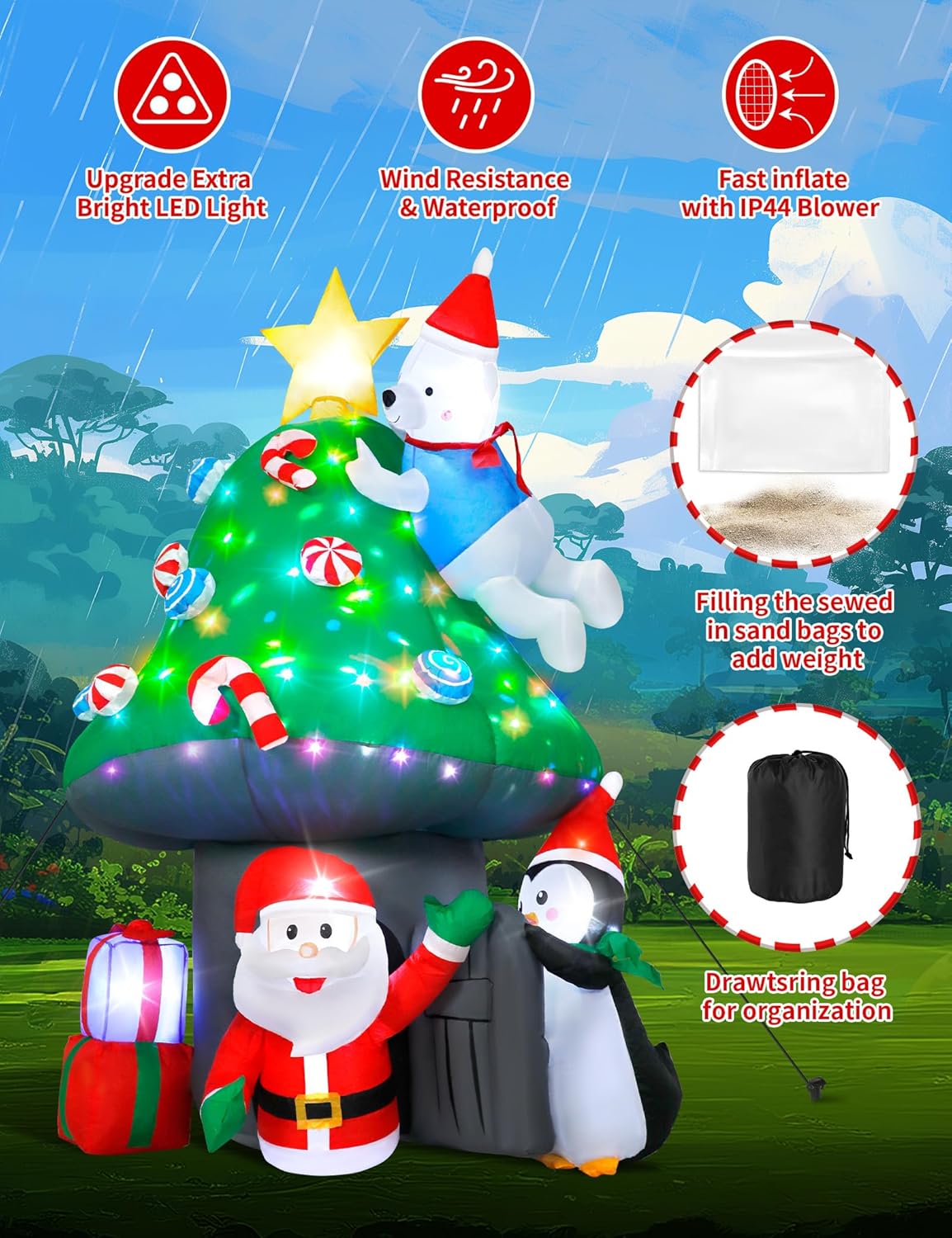 Large inflatable Christmas decoration for lawn