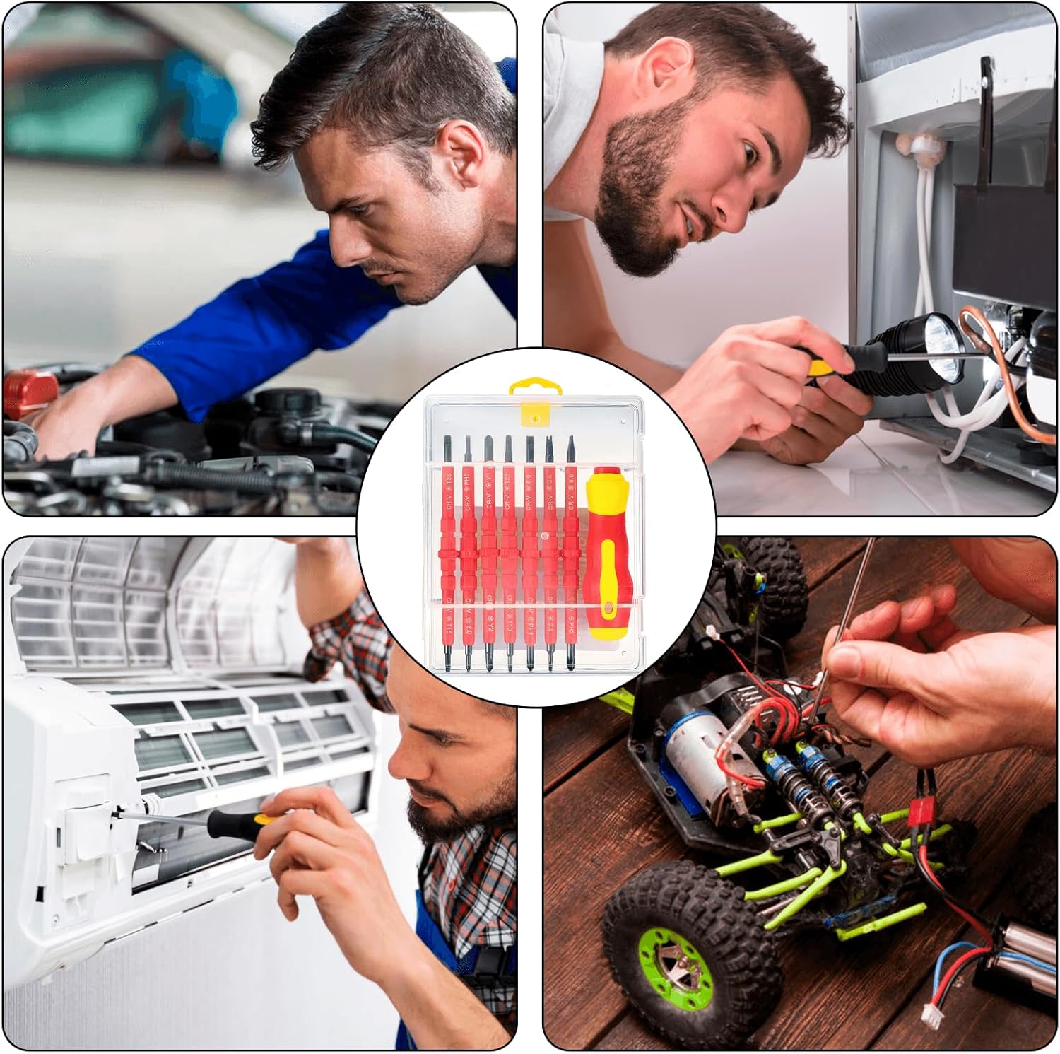 8 Pcs Screw Driver Set, VDE Interchangeable Blade Screwdriver Set, 7 in 1 Insulated Screwdriver Tool Kit, Multifunctional Repair Tool Accessories Set for Home and Professional Use