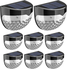 8-Pack Solar Fence Lights, LED, Wireless, Waterproof, Decorative Outdoor Wall Light for Railing, Deck, Yard, Patio, Pathway, Stairs