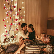 Rose LED Vine Wall Lights 3.9FT, 48 LED Blossom Branch Fairy Lights with Remote and 8 Lighting Modes for Bedroom Décor