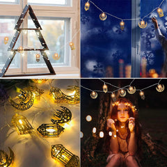 Ramadan Eid String Light, Star Fairy String Lights for Eid Festival Christmas Bedroom Garden Decorations (Not Include Battery)