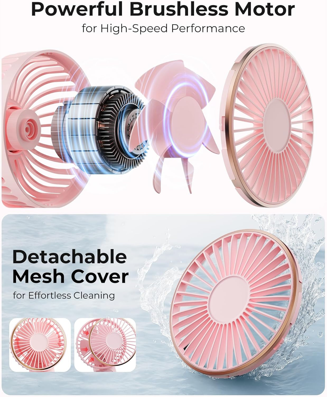 Handheld Portable Fan With 4000mAh, LED Display, 180° Adjustable Rechargeable, 6 Speed Power Bank for Home Office Bedroom Outdoor