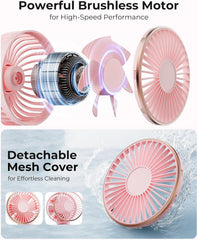 Handheld Portable Fan With 4000mAh, LED Display, 180° Adjustable Rechargeable, 6 Speed Power Bank for Home Office Bedroom Outdoor