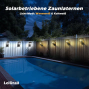 Solar Fence Lights Outdoor – 2 Pack Waterproof LED Wall Lights – Warm/Cold White – Garden, Patio & Yard Decor