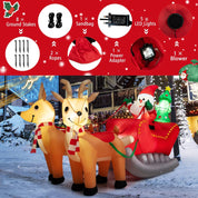 COSTWAY Inflatable Christmas Santa Claus with Truck & LED Lights – Self-Inflating Xmas Decoration for Indoor Outdoor Garden