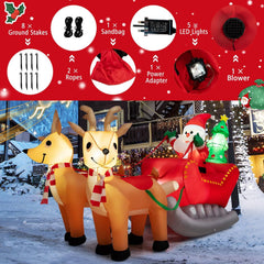 COSTWAY Inflatable Christmas Santa Claus with Truck & LED Lights – Self-Inflating Xmas Decoration for Indoor Outdoor Garden