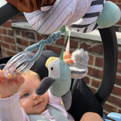 Nuby Animal Adventures Activity Spiral – Sensory Pram Toy with Interactive Hanging Toys