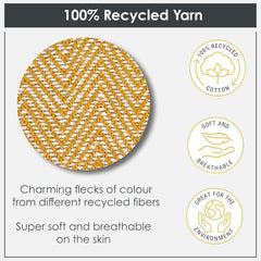 Emma Barclay Recycled Cotton Herringbone Throw Blanket, Ochre Yellow, 127x152cm