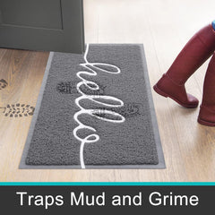 Homaxy Hello Door Mat 40x60cm – Non-Slip Low Profile Durable Mat for Indoor/Outdoor