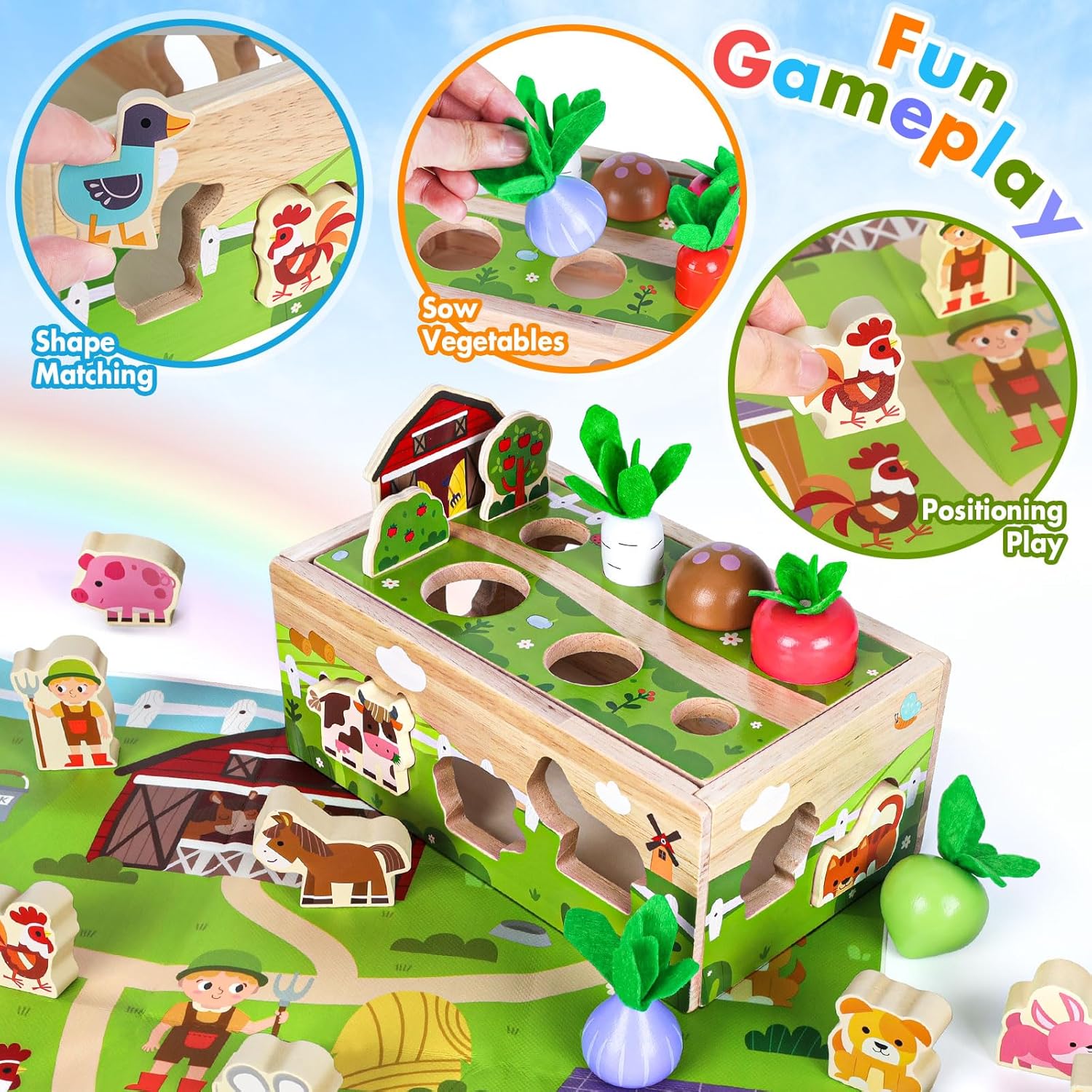 Montessori Wooden Sensory Toy for Toddlers 1-3Y Gift