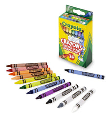 24-Count Bright Crayons Set, Strong Vibrant Colours for Kids, School & Art Projects