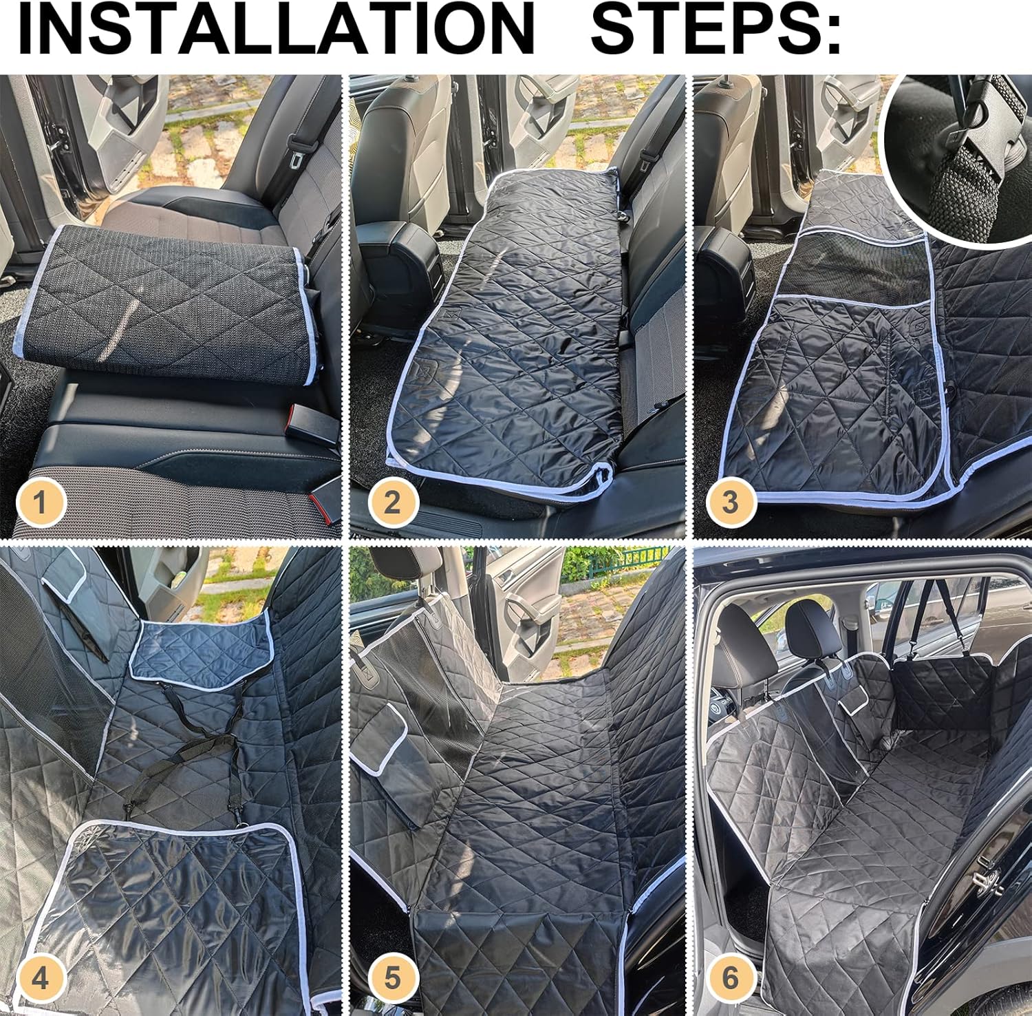 Dog Car Seat Cover with Mesh Window, Nonslip Hammock for Cars & SUVs