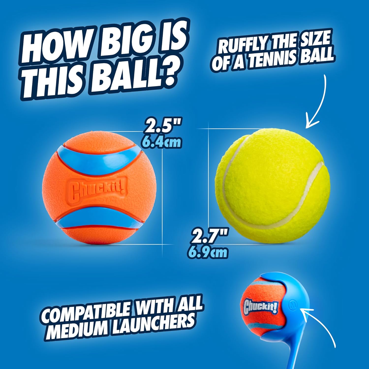 Ultra Ball Dog Toy – Durable High-Bounce Floating Rubber Ball, Launcher Compatible, 2 Pack