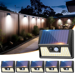 6-Pack Solar Motion Sensor Lights, LED, IP65 Waterproof, 3 Lighting Modes, Super Bright for Wall, Garden, Fence, Yard, Driveway