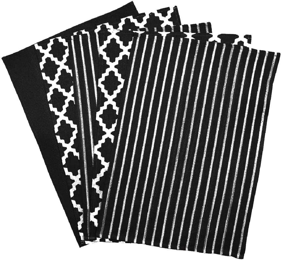 Premium 100% Cotton Kitchen Tea Towels – Soft, Durable & Washable Set of 5, Black