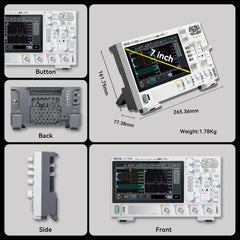 RIGOL DHO814 Portable Digital Oscilloscope, 100MHz Bandwidth, 4 Analogue Channels, 12bit Vertical Resolution, Low Noise Floor, Mobile Power Supply Supportable
