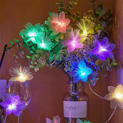 Fiber Optic Flower Fairy Lights 32.8ft 80LED Flower Lights Battery Operated Garland Hanging Light for Wedding, Valentines Day, Garden Birthday Party (Multicolor)