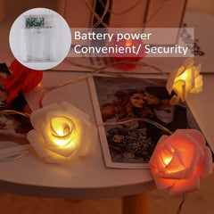 Rose Flower LED String Lights, 9.8ft Battery Operated Fairy Garland for Romantic Home & Event Décor