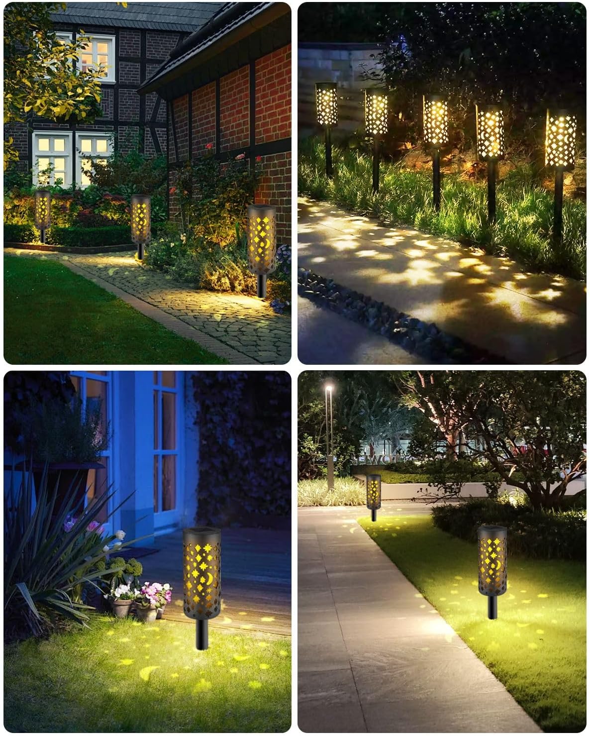 6 Pack 2024 Newest Solar Garden Path Lights, IP65 Solar Powered, Auto On/Off Stake Lights for Lawn, Yard, Patio, and Driveway