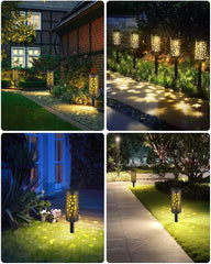 6 Pack 2024 Newest Solar Garden Path Lights, IP65 Solar Powered, Auto On/Off Stake Lights for Lawn, Yard, Patio, and Driveway