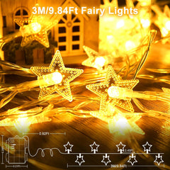 3M 20 LED Star String Lights – Battery Operated Warm White Decorative Lights for Indoor & Outdoor Events