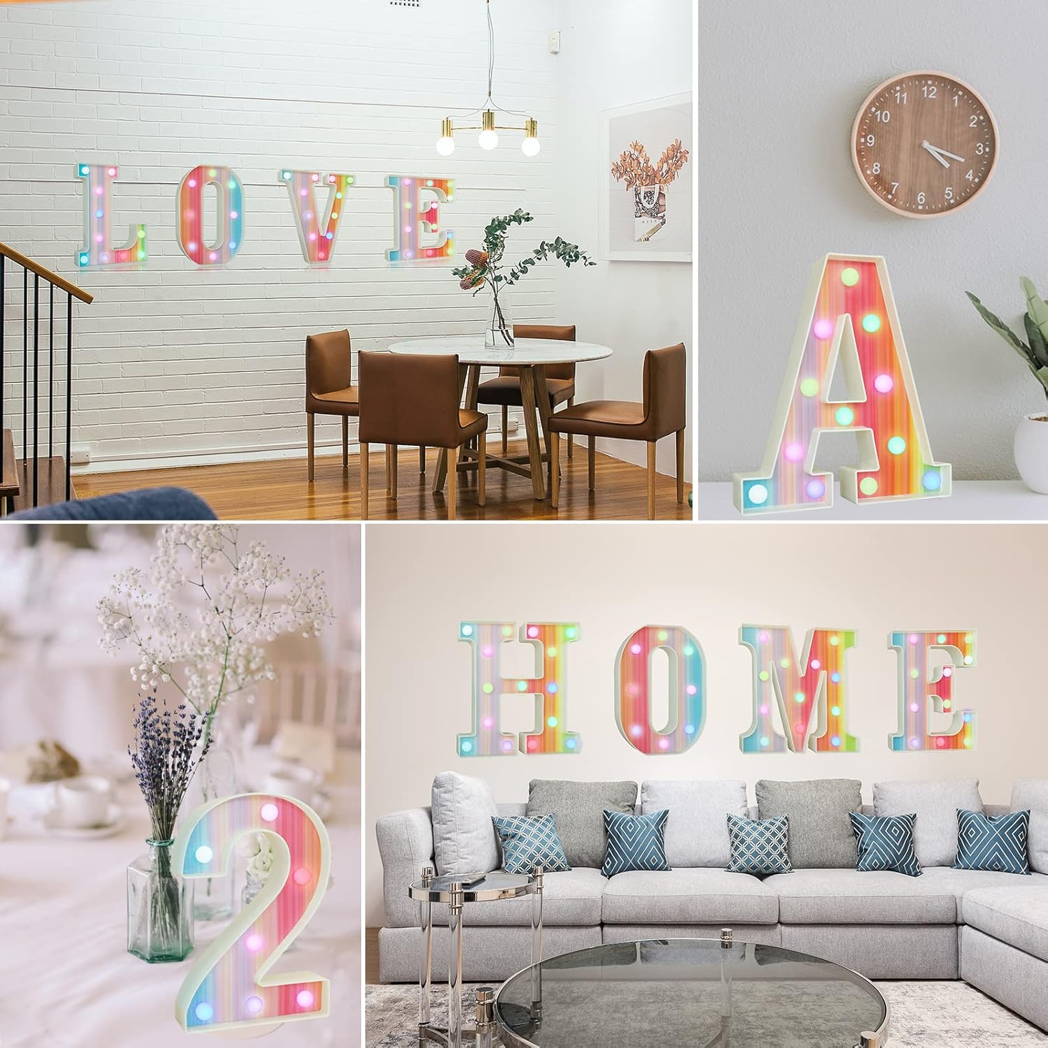 Rainbow LED Letter Light V 16 Color Remote