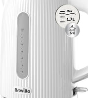 Bold White Electric Kettle – 1.7L Capacity, 3kW Fast Boil, Gloss Textured Design with Chrome Accents, Easy Clean & Cord Storage
