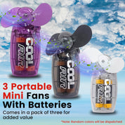 Mini Handheld Fans Pack of 3 Battery Operated