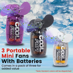 Mini Handheld Fans Pack of 3 Battery Operated