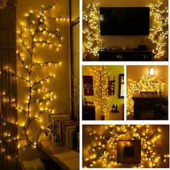 Warm White LED Willow Vine String Lights for Bedroom Wall Décor, Plug-In Twig Tree Fairy Lights for Indoor Home Decoration