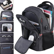 Waterproof Laptop Backpack 15.6" – 35L Work & School Bag with USB Port, Black