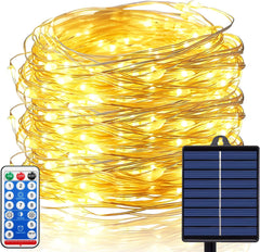 30M 300 LED Solar Fairy Lights with Remote 8 Modes Warm White for Tree Garden Patio Wedding