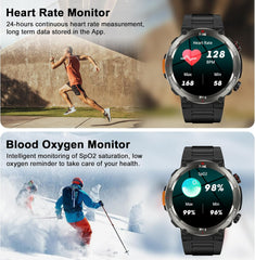 Military Smart Watch for Men – 100-Day Battery, Compass, 120+ Sports, Bluetooth Calls