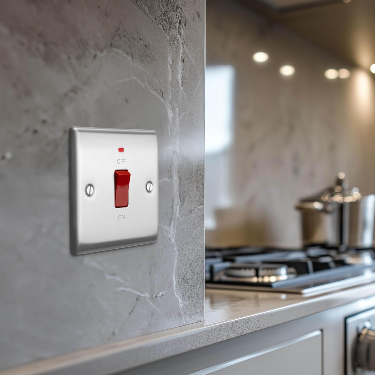 BG Electrical NBS74-01 Switched Cooker Control Unit with a Power Indicator, 45 Amp, Brushed Steel