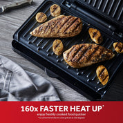Medium Electric Fit Grill 1630W Black – Non-Stick Griddle, Toastie, Panini, BBQ, Energy Saving, Easy Clean, Drip Tray