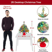 Pre-lit artificial Christmas tree for office desk