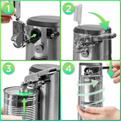 Duronic CO60 Electric Can Opener – 3-in-1 with Bottle Opener & Knife Sharpener – Silver