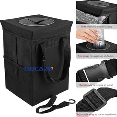 Car Trash Bin with Lid – 10L Leak-Proof Hanging Organizer with Storage Pockets