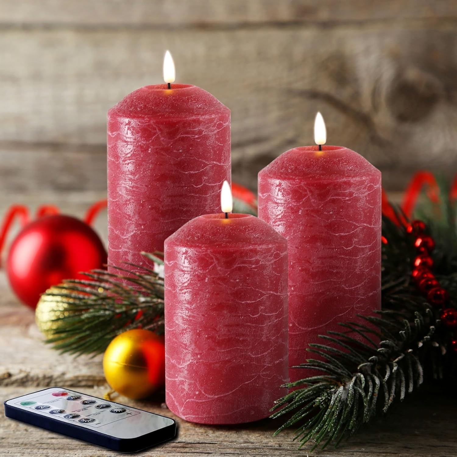 Blush Pink Flameless Pillar Candles with Remote, Flickering Real Wax LED Battery Operated Candles D 3" H 4" 5" 6"