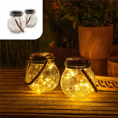 2-Pack Hanging Solar Lanterns – Outdoor Solar Table Lamps, Lantern Lights, and Jar Lights for Garden and Patio