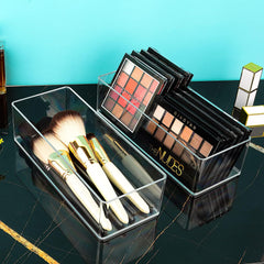 2PK Acrylic Cube Makeup Organizer with 1 & 3 Compartments for Vanity & Drawer
