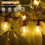 Outdoor Festoon String Lights 200FT (60M) Mains Powered, 104 LED G40 Shatterproof Bulbs, IP45 Waterproof Linkable Garden Lights
