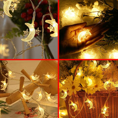 Ramadan Eid Mubarak String Lights – 9.84ft Battery Operated LED Festival Lights with 20 Warm White LEDs for Indoor & Outdoor Decor